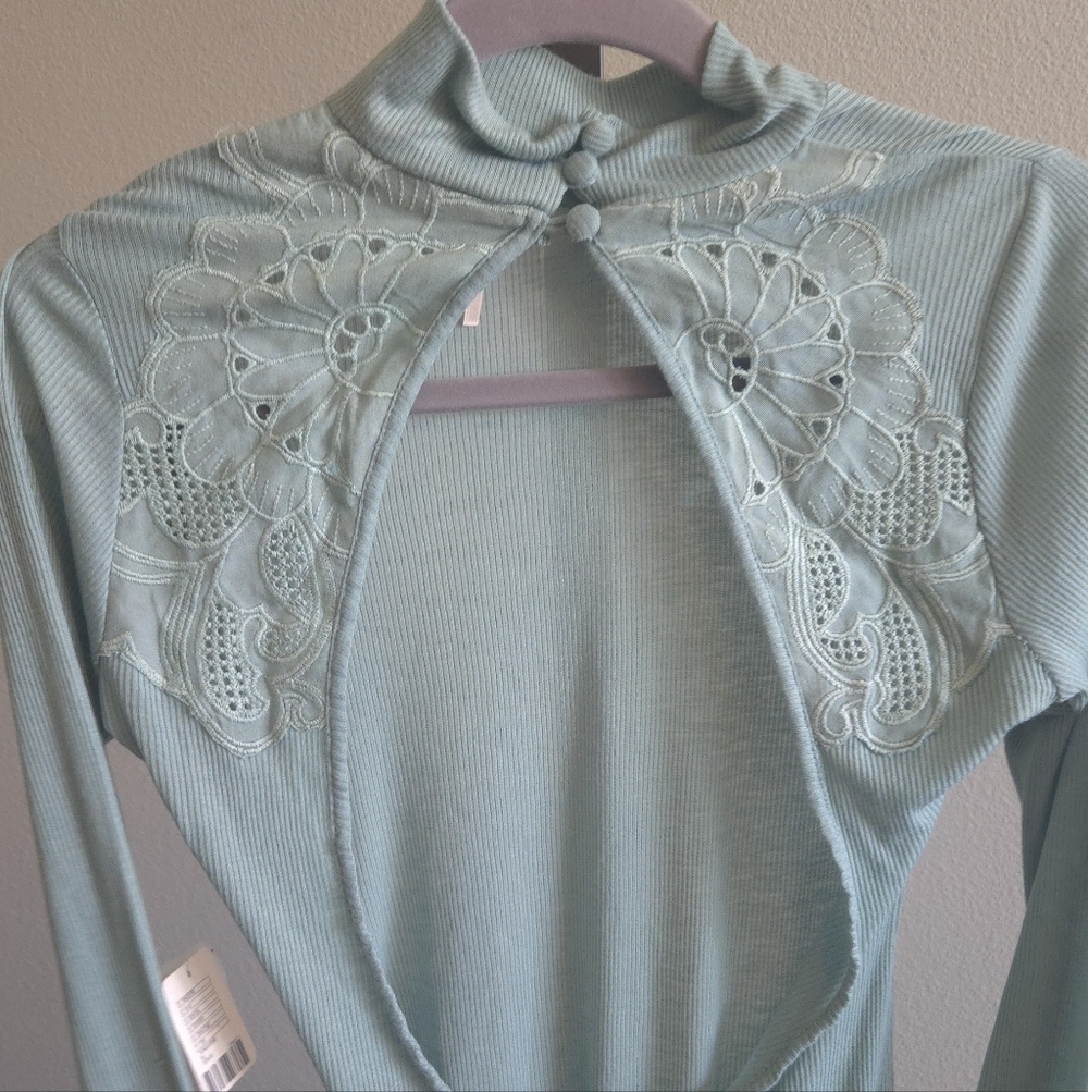 Free People Initimately Bodysuit- Turquoise - Picture 2 of 3